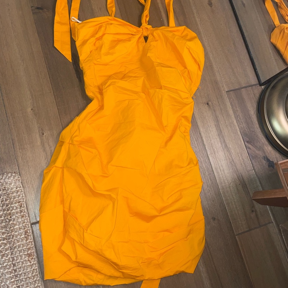 Vibrant Orange Dress with Tie Straps